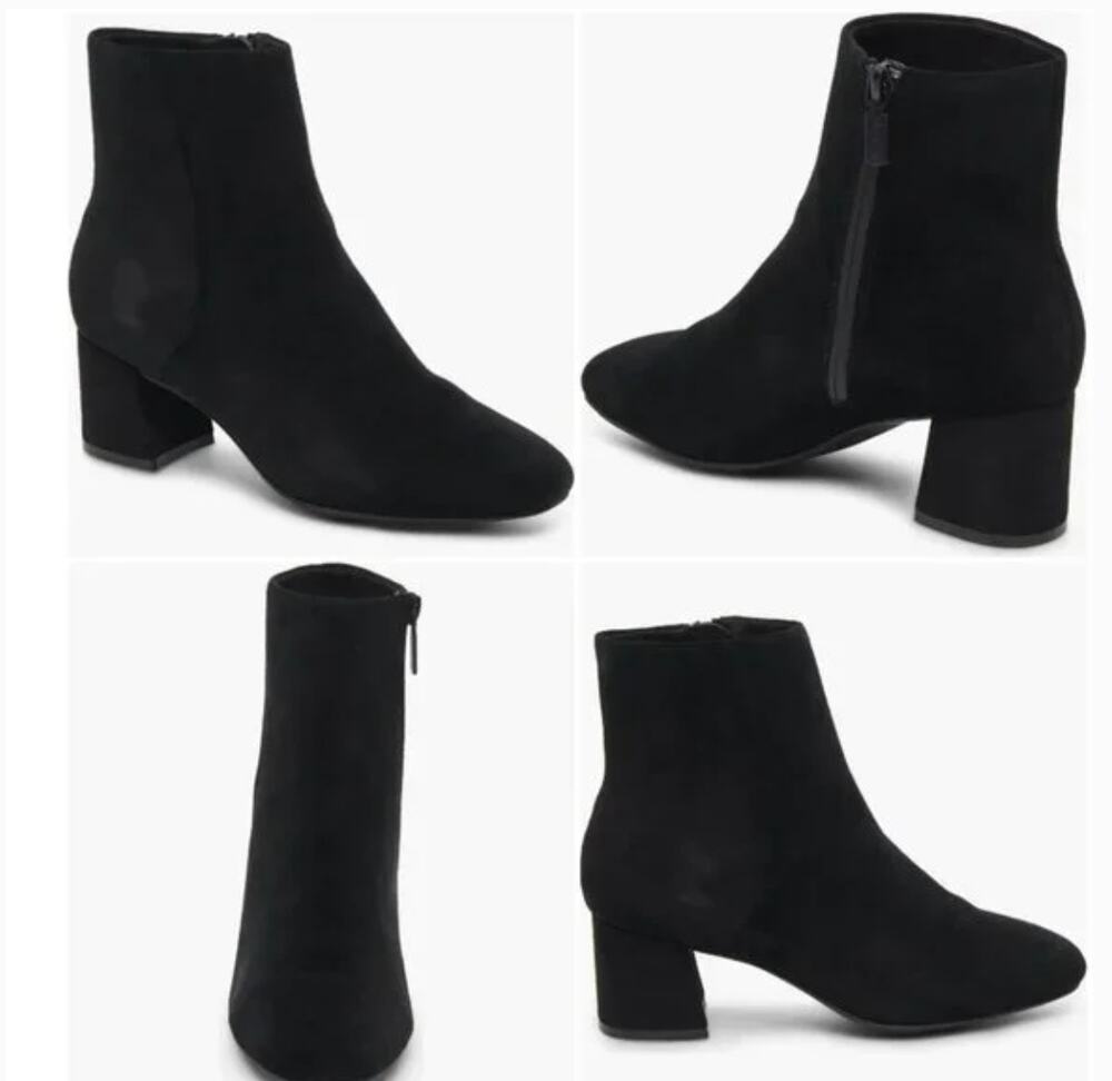 Blondo Etana Waterproof Suede Boot Black 11 NWOT Ankle Booties Block Heel Work